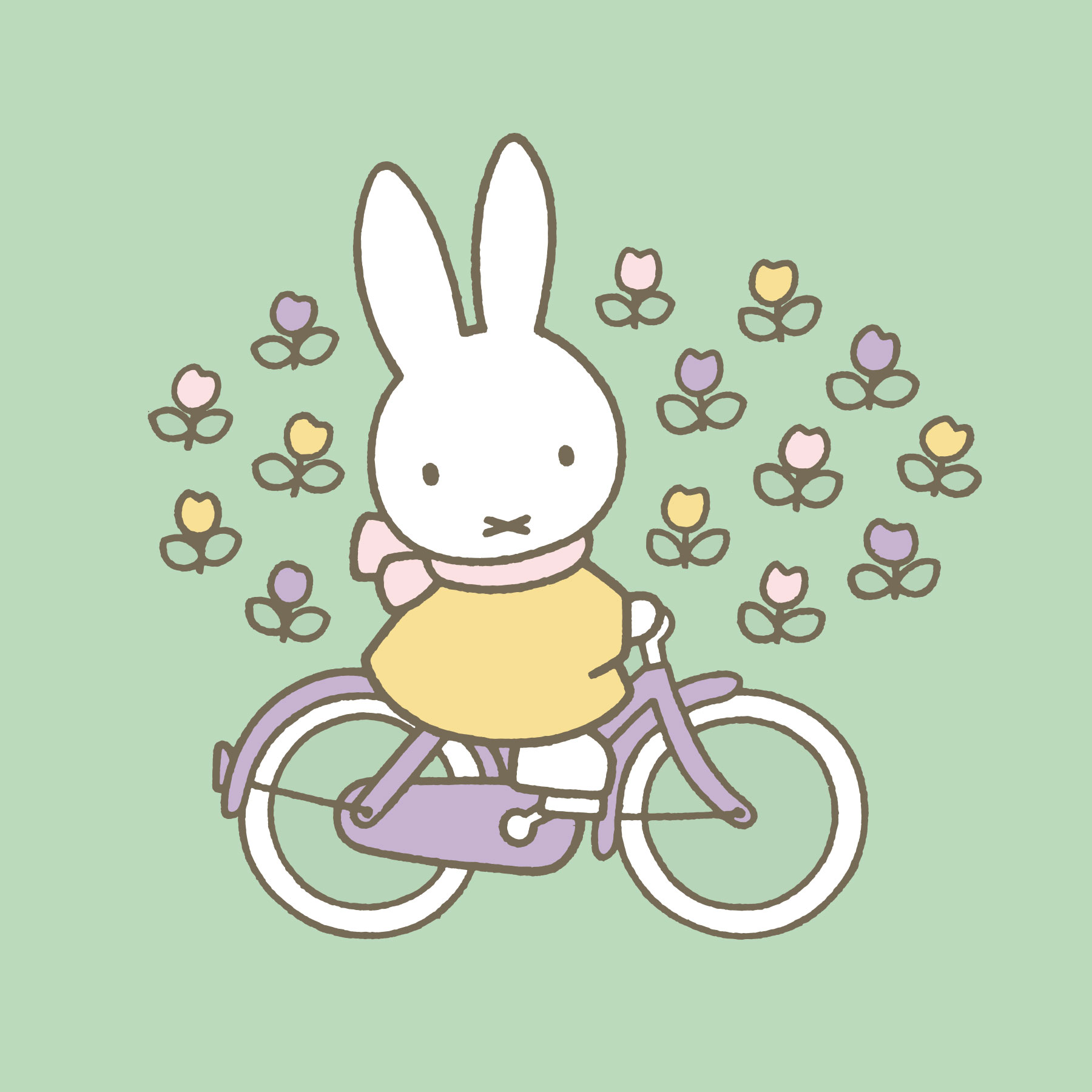 自転車に乗ったミッフィーのイラスト